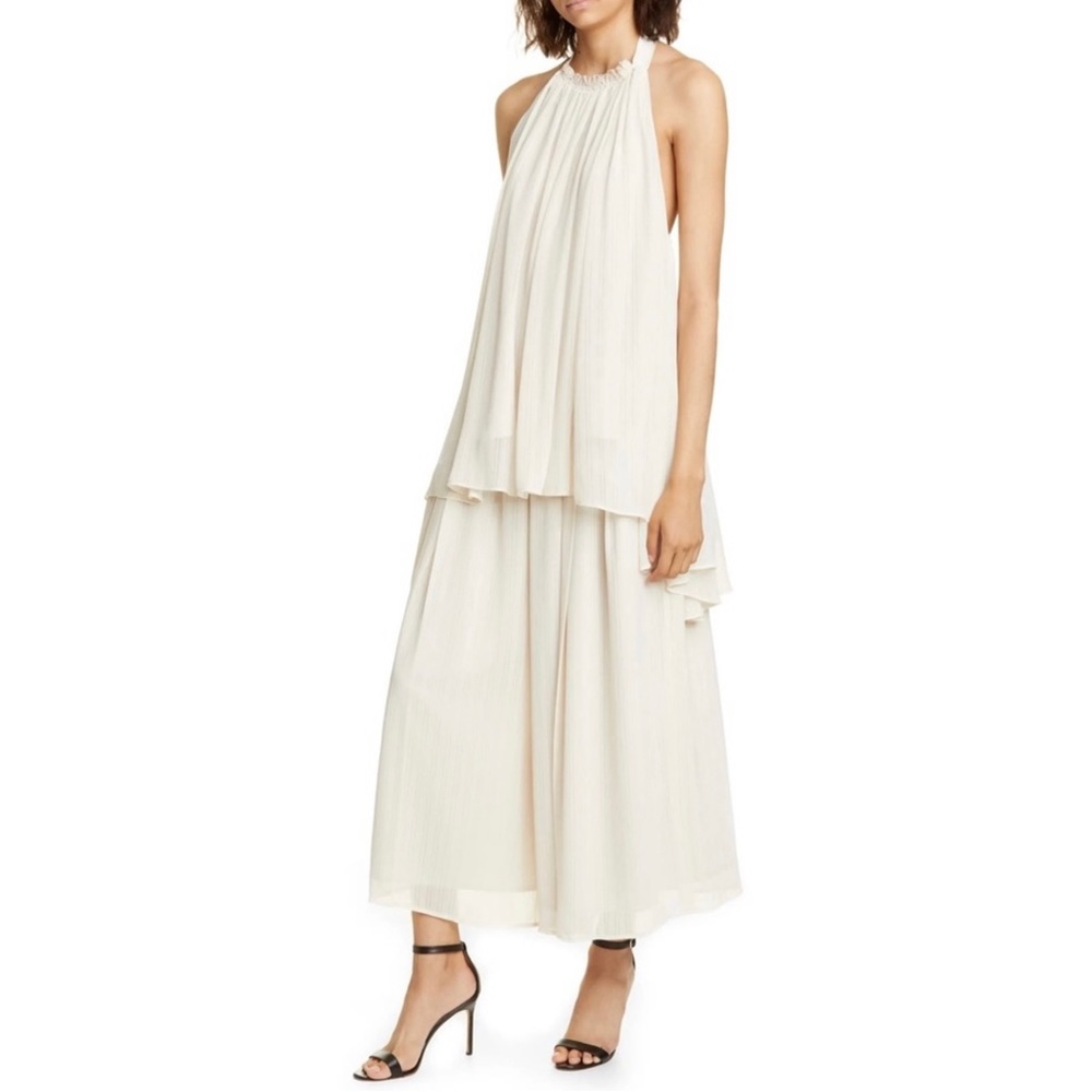 ADEAM BEIGE STRIPED CHIFFON HALTER TOP - Picture 11 of 11